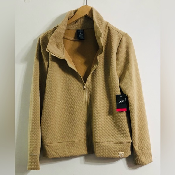 Women’s  zip up sweatshirt  jacket two side pockets long sleeves iris cream.L - Picture 2 of 4